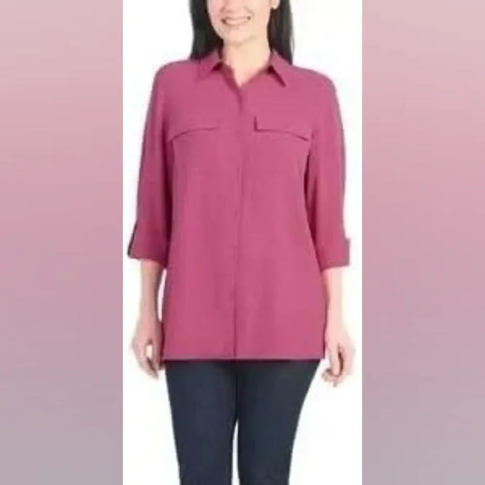 Hilary Radley Women's Rose Button-Down Shirt